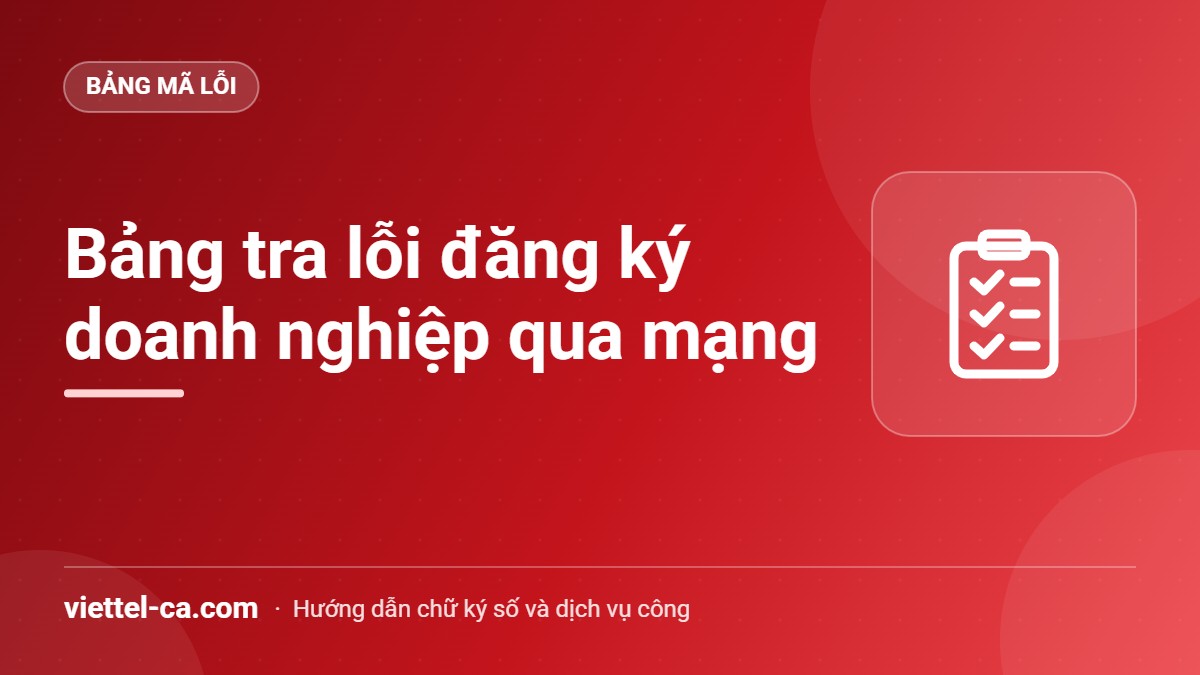 Lỗi đăng ký doanh nghiệp qua mạng: bảng tra Bảng tra lỗi khi đăng ký doanh nghiệp qua mạng