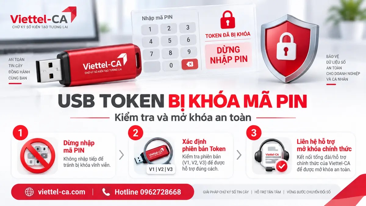 USB Token Viettel-CA bị khóa mã PIN Hướng dẫn xử lý USB Token Viettel-CA bị khóa mã PIN